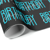 Papier Cadeau Joyeux texte et ballons d'anniversaire (Coin rond)