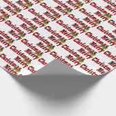 Papier Cadeau Joyeux texte plaid de buffle de Noël (Coin)