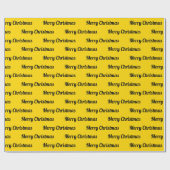 Papier Cadeau Joyeux textos de Noël sur Jaune (Plat)
