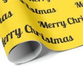 Papier Cadeau Joyeux textos de Noël sur Jaune (Coin rond)