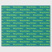 Papier Cadeau Joyeux textos de Noël sur Vert Turquoise (Plat)