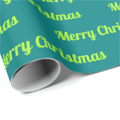 Papier Cadeau Joyeux textos de Noël sur Vert Turquoise (Coin rond)