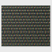 Papier Cadeau Joyeux tout les lumières de Noël multiples (Plat)