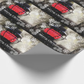 Papier Cadeau Joyeux train-lanterne Snowy de Noël (Coin)