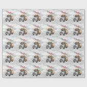 Papier Cadeau Joyeux Truckin - Semi blanc de Noël (Plat)