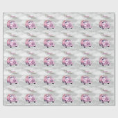 Papier Cadeau Joyeux Truckin Semi rose de Noël (Plat)