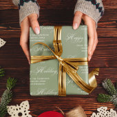 Papier Cadeau Joyeux Vacances Green Script personnalisé