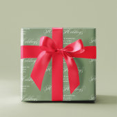 Papier Cadeau Joyeux Vacances Green Script personnalisé