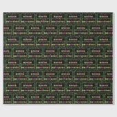 Papier Cadeau JOYEUX VACANCES Ornements Avec Garland (Plat)