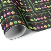 Papier Cadeau JOYEUX VACANCES Ornements Avec Garland (Coin rond)