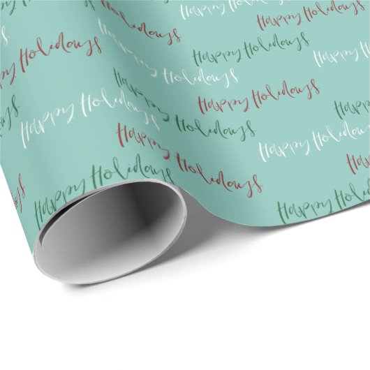 Papier Cadeau Joyeux Vacances Script à la main (Coin rond)