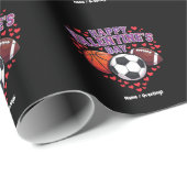 Papier Cadeau Joyeux Valentin de baseball de baseball de footbal (Coin rond)