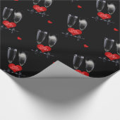 Papier Cadeau Joyeux Valentine Champagne Flute Lunettes Coeurs r (Coin)