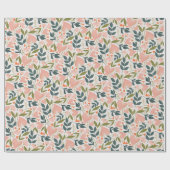 Papier Cadeau Joyeux Valentines Day Coral Hearts Botanique Flora (Plat)