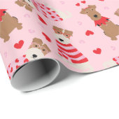 Papier Cadeau Joyeux Valentines Day Welsh Wire Fox Terrier Chien (Coin rond)