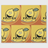 Papier Cadeau Joyeux visage de citron (Plat)