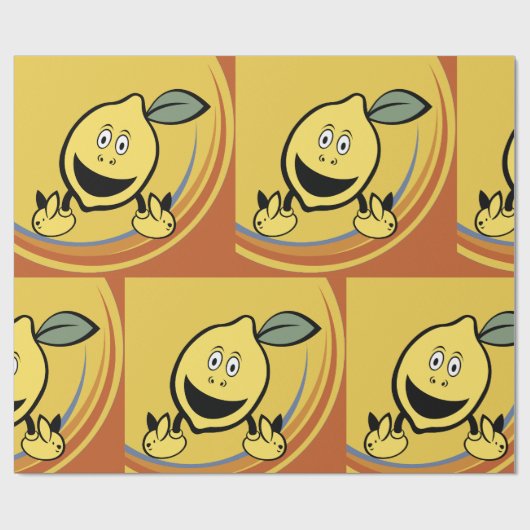 Papier Cadeau Joyeux visage de citron (Plat)