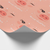 Papier Cadeau Joyeux visage de porc de Noël (Coin)