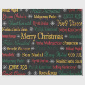 Papier Cadeau Joyeux voeux de Noël dans une langue différente | (Plat)
