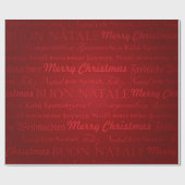 Papier Cadeau Joyeux voeux de Noël multilangues Rouge (Plat)