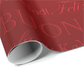 Papier Cadeau Joyeux voeux de Noël multilangues Rouge (Coin rond)