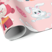 Papier Cadeau Joyeux voeux de Pâques - Motif Funny Bunny Pâques (Coin rond)