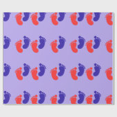 Papier Cadeau Joyful Blue Red Baby Foot Print (Plat)