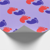 Papier Cadeau Joyful Blue Red Baby Foot Print (Coin)