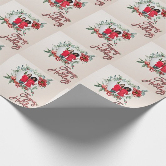 Papier Cadeau Joyous Holidays Custom Photo Patterned (Coin)