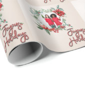Papier Cadeau Joyous Holidays Custom Photo Patterned (Coin rond)