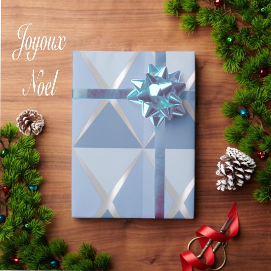Papier Cadeau Joyoux Noel Christmas Blue Wrapping Paper