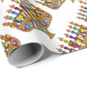 Papier Cadeau Judaica Happy Hanukkah (Coin rond)