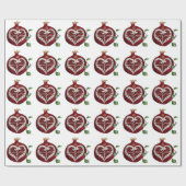 Papier Cadeau Judaica Pomegranate Heart Hanoukka Rosh Hashanah (Plat)