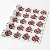 Papier Cadeau Judaica Pomegranate Heart Hanoukka Rosh Hashanah (Déroulé)