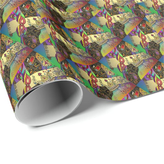 Papier Cadeau Judaica Purim Esther Célébration Art Imprimer (Coin rond)