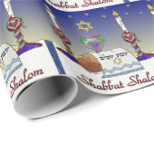 Papier Cadeau Judaica Shabbat Shalom (Coin rond)