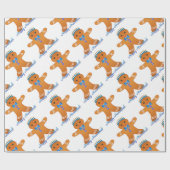 Papier Cadeau Judaïque Hanoukka Gingerbread Homme Menorah (Plat)