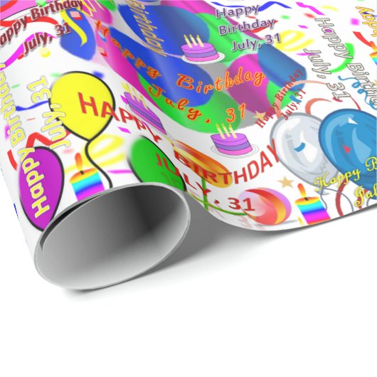 Papier Cadeau Juillet, 31 Anniversaire Cadeau Papier (Coin rond)