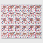 Papier Cadeau Juillet Joyeux Anniversaire Ajouter NOM Cadeau pat (Plat)