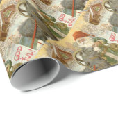 Papier Cadeau Jultomten nourrit Yule Chèvre un biscuit (Coin rond)