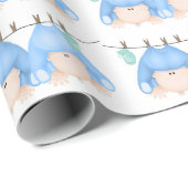 Papier Cadeau Jumeaux Garçons Sur Clothesline (Coin rond)