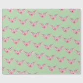 Papier Cadeau Jumeaux roses et verts en fleurs (Plat)