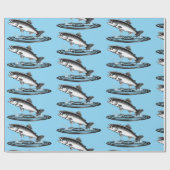 Papier Cadeau jumping atlantic salmon fish (Plat)