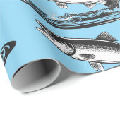 Papier Cadeau jumping atlantic salmon fish (Coin rond)