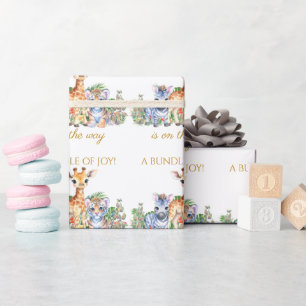 Papier Cadeau Jungle Baby Zebra Giraffe et Tiger