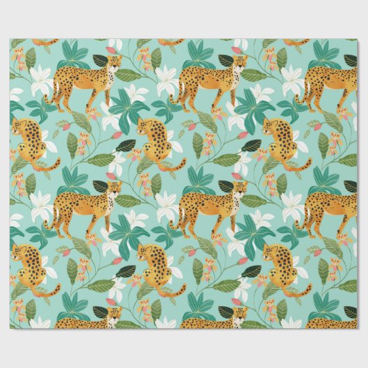 Papier Cadeau Jungle de Cheetah, faune Nature Wild Cats Tigers (Plat)