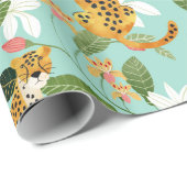 Papier Cadeau Jungle de Cheetah, faune Nature Wild Cats Tigers (Coin rond)