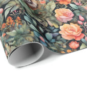 Papier Cadeau jungle de roses et de tigres (Coin rond)