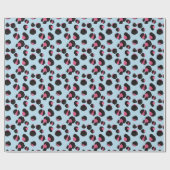 Papier Cadeau jungle empreinte de léopard tendance bleu rose (Plat)