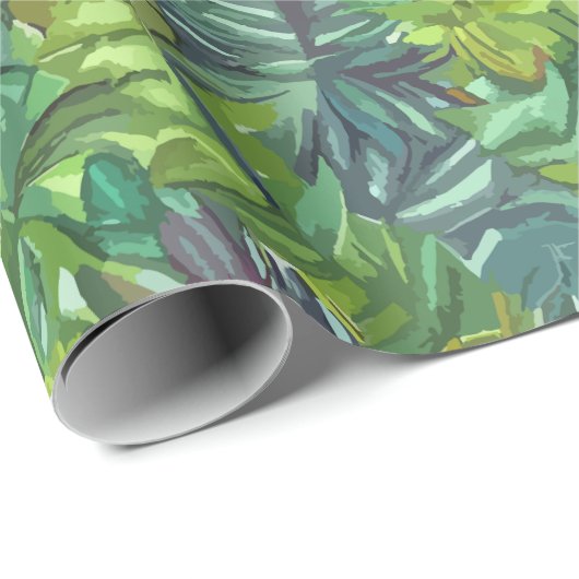 Papier Cadeau Jungle feuillage sans couture motif (Coin rond)